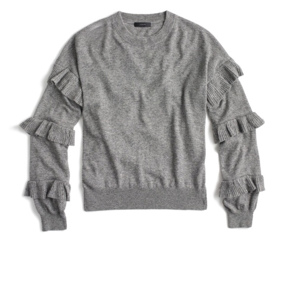 J. Crew Tops - J. Crew gray ruffle sleeve sweater